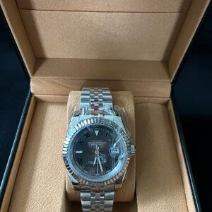 Seiko Mod Automatic Watch Grey Roman Dial Jubilee Bracelet Datejust Style